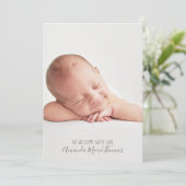 Simple Cute Whimsical Floral Photo Pink Girl Aankondiging (Staand voorkant)