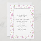 Simple Cute Whimsical Floral Photo Pink Girl Aankondiging (Achterkant)