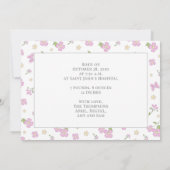 Simple Cute Whimsical Floral Photo Pink Girl Aankondiging (Achterkant)