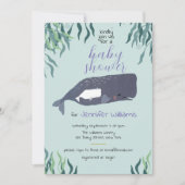 Simple Cute Zee Whale Light Blue Baby shower Kaart (Voorkant)