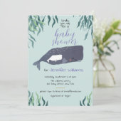 Simple Cute Zee Whale Light Blue Baby shower Kaart (Staand voorkant)