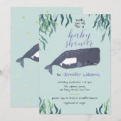 Simple Cute Zee Whale Light Blue Baby shower Kaart (Voorkant / Achterkant)