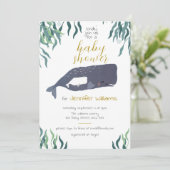 Simple Cute Zee Whale Neutraal Baby shower Kaart (Staand voorkant)