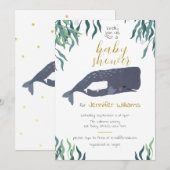 Simple Cute Zee Whale Neutraal Baby shower Kaart (Voorkant / Achterkant)