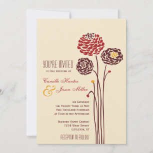 Simple Dahlia - Autumn Rustic Textured Wedding Kaart