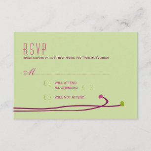 Simple Dahlia - Green & Paarse RSVP Kaartje