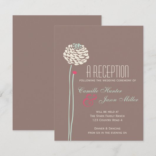 Simple Dahlia - Robuuste moderne receptie Kaart (Voorkant / Achterkant)