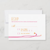 Simple Dahlia - Roze en Oranje bruiloft RSVP (Voorkant)