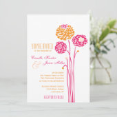 Simple Dahlia - Roze en Oranje huwelijk Kaart (Staand voorkant)