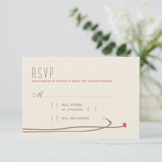 Simple Dahlia - Rustic Modern Wedding RSVP Kaartje (Staand voorkant)