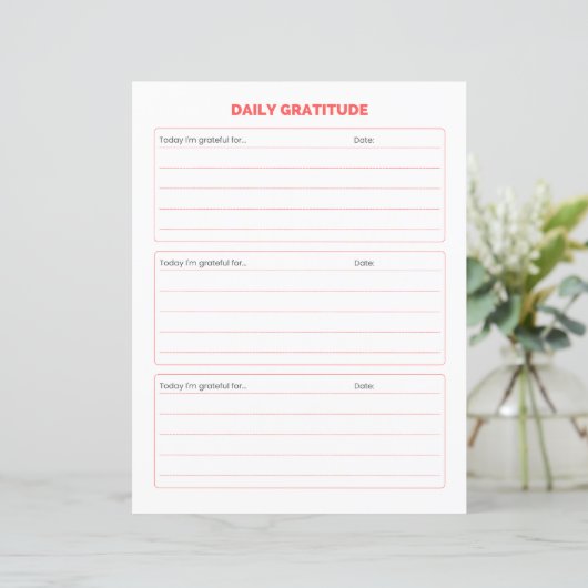 Simple Daily Gratitude Journal Worksheet (Staand voorkant)
