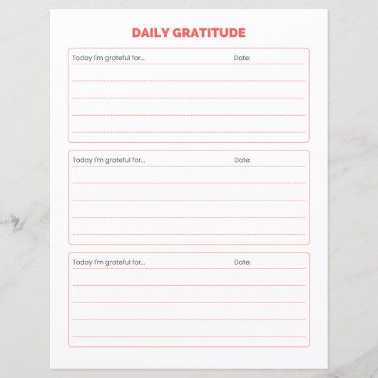 Simple Daily Gratitude Journal Worksheet (Voorkant)
