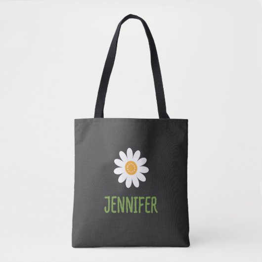 Simple Daisy Floral Monogram Tote Bag (Voorkant)