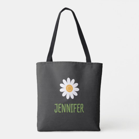 Simple Daisy Floral Monogram Tote Bag (Achterkant)