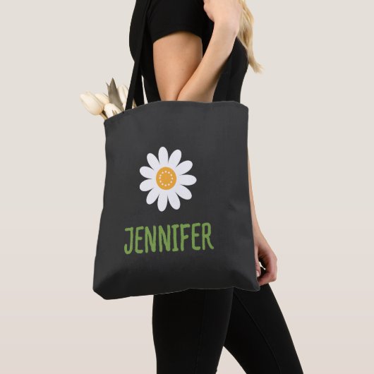Simple Daisy Floral Monogram Tote Bag (Dichtbij)