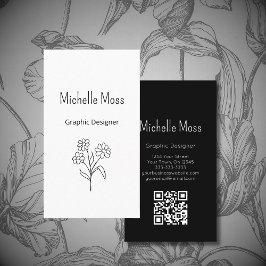 Simple Daisy QR code Floral Graphic Designer  Visitekaartje