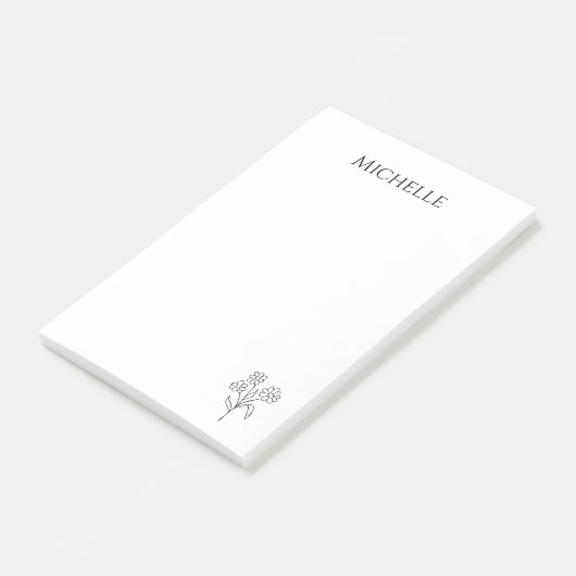 Simple Daisy Trendy Floral Black White Post-it® Notes (Schuin)