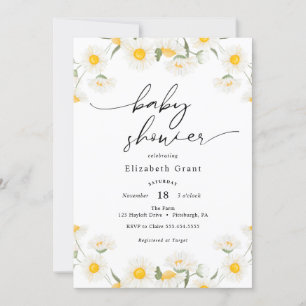 Simple Daisy Wreath Baby shower Invitation Kaart