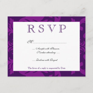 Simple Damask Eggplant RSVP Kaartje