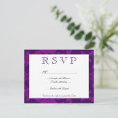 Simple Damask Eggplant RSVP Kaartje (Staand voorkant)