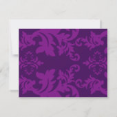 Simple Damask Eggplant RSVP Kaartje (Achterkant)