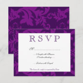 Simple Damask Eggplant RSVP Kaartje (Voorkant / Achterkant)