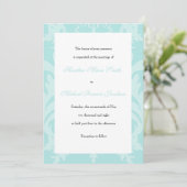 Simple Damask Robin's Egg Blue Wedding Invitation Kaart (Staand voorkant)