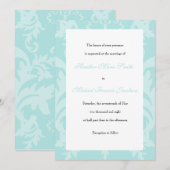 Simple Damask Robin's Egg Blue Wedding Invitation Kaart (Voorkant / Achterkant)