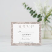 Simple Damask Taupe RSVP Kaartje (Staand voorkant)