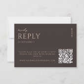 Simple Dark Brown Modern Chic Wedding RSVP Kaartje (Voorkant)