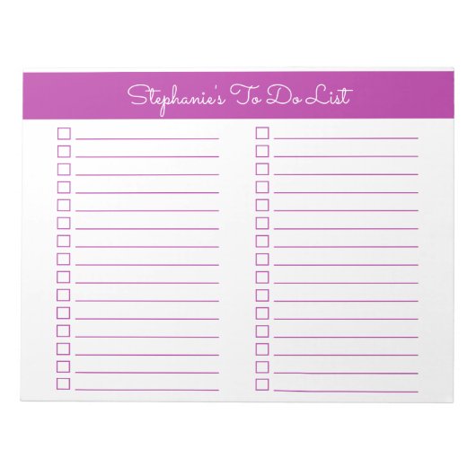 Simple Dark Pink 8.5x11 Two Column Checklist Notitieblok (Voorkant)