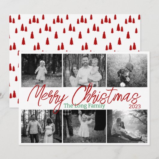 Simple Days 6 Foto Familie Kerst Kaart (Voorkant / Achterkant)