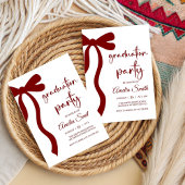 Simple  Deep Red Bow graduation party invitation Kaart