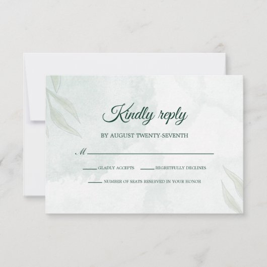 Simple Delicate Floral Wedding RSVP Card Kaartje (Voorkant)