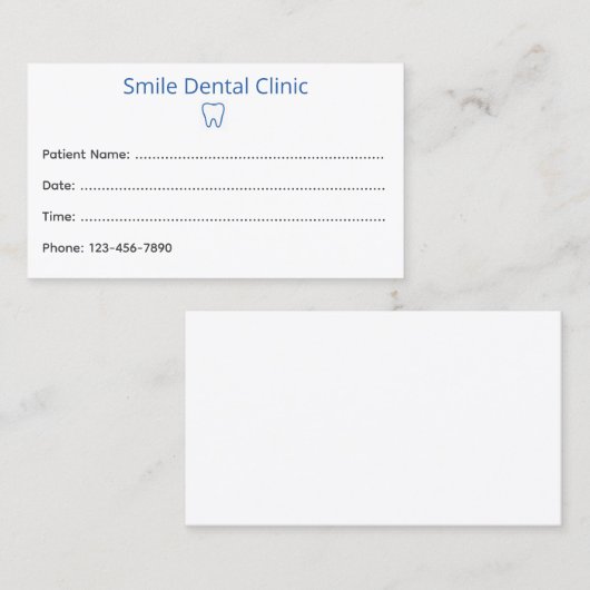 Simple Dental Appointment Card with Tooth Icon Afsprakenkaartje (Voorkant / Achterkant)