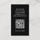 Simple Desert Cactus QR code Zwart Wit Visitekaartje (Achterkant)