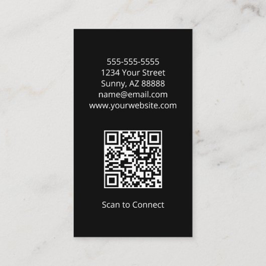 Simple Desert Cactus QR code Zwart Wit Visitekaartje (Achterkant)