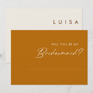 Simple Desert Oranje Bridesmaid-conceptkaart Kaart