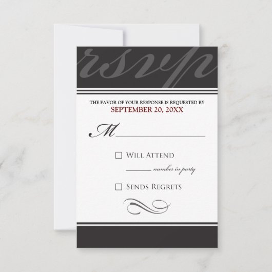 Simple Designer RSVP-kaart (ebony) RSVP Kaartje (Voorkant)