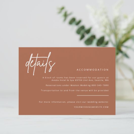 Simple Details Wedding Invitation Enclosure Kaart (Staand voorkant)