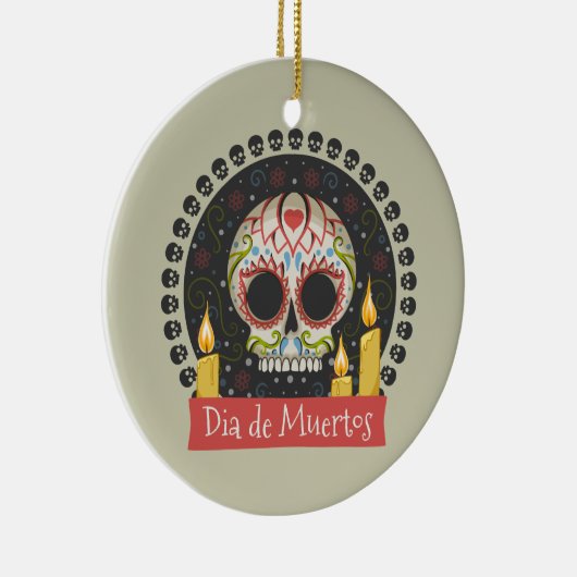 Simple Dia de Muertos Skull & Candles Ornament (Rechts)