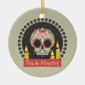 Simple Dia de Muertos Skull & Candles Ornament (Voorkant)