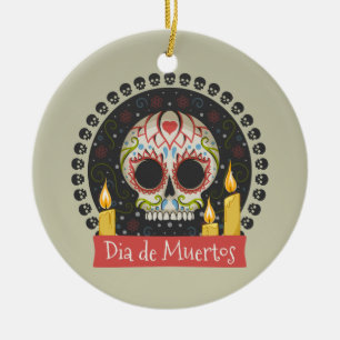 Simple Dia de Muertos Skull & Candles Ornament