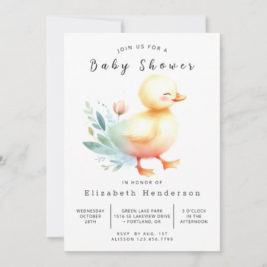 Simple Digital Duck Baby shower Kaart (Voorkant)