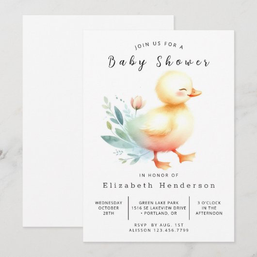 Simple Digital Duck Baby shower Kaart (Voorkant / Achterkant)
