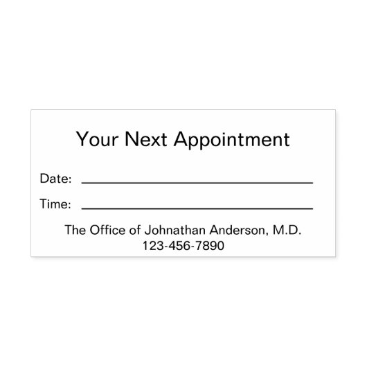 Simple Doctor's Kantoor Uw volgende afspraak Zelfinktende Stempel (Design)
