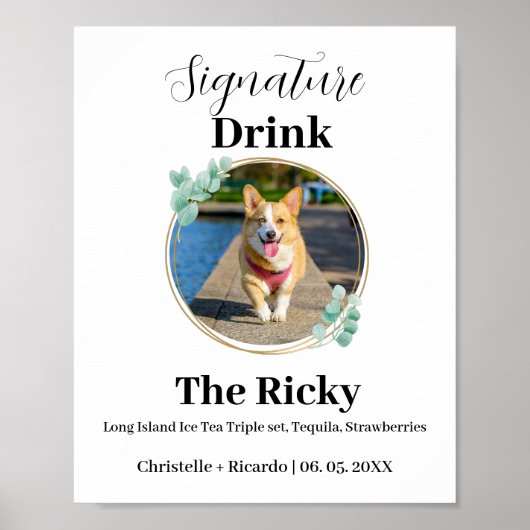 Simple Dog signature drink bruiloft Poster (Voorkant)