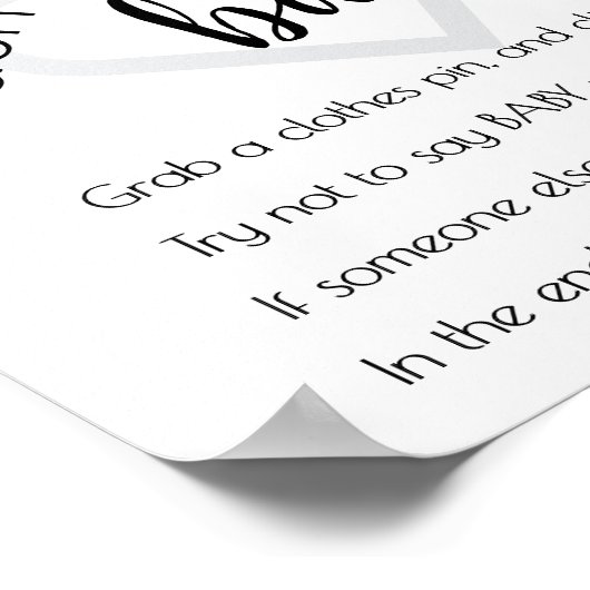 Simple Dont Say Baby | Black Script Shower Game Poster (Hoek)