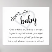 Simple Dont Say Baby | Black Script Shower Game Poster (Voorkant)