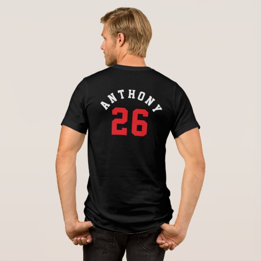 Simple Double-Sided Baseball Parent Kid Name Tri-Blend Shirt (Achterkant volledig)